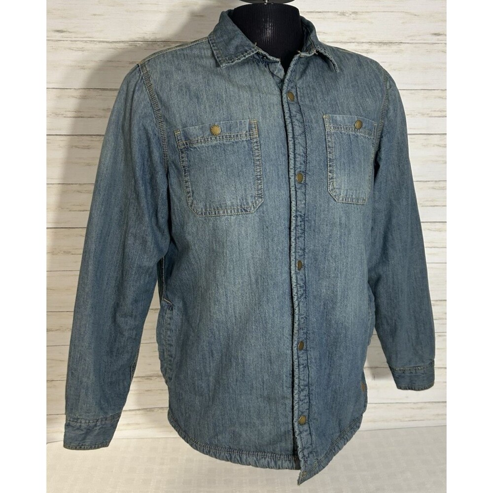 $139 NEW Buffalo David Bitton SHERPA FLEECE LINED Shirt Jacket Jadin Blue LARGE